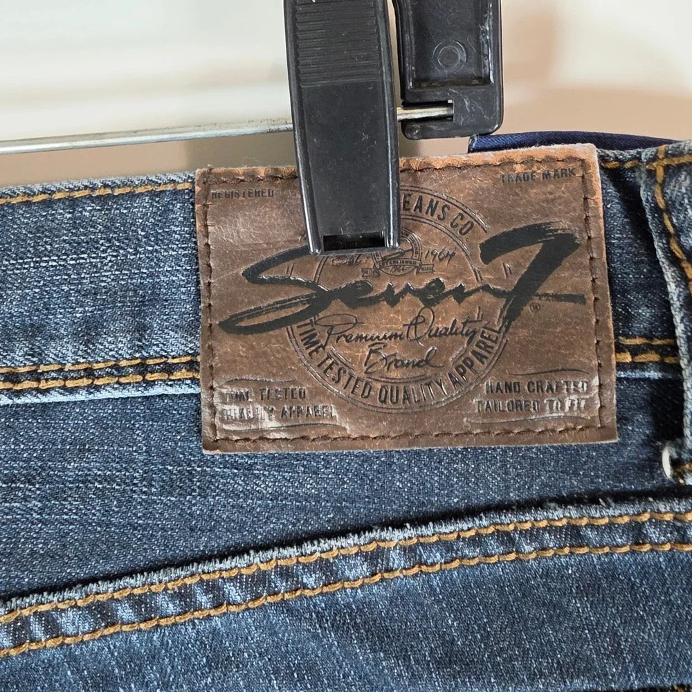 Seven7 Mens Bootcut‎ Jeans Dark Wash Blue Denim Studded Flap Pocket 40x32